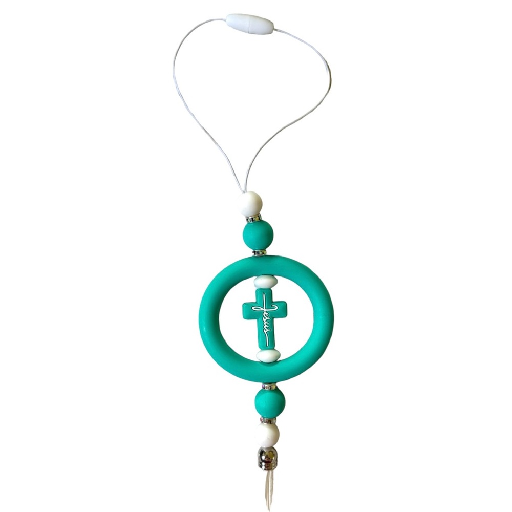 Jesus Teal and White Silicone Car Charm